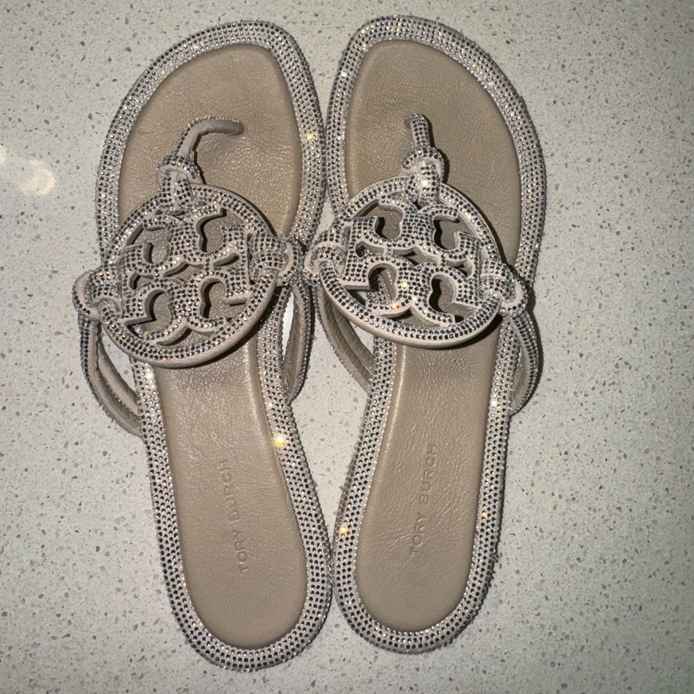 Tory Burch Miller Knotted Pavé Knotted Thong Sandal - Size 7M